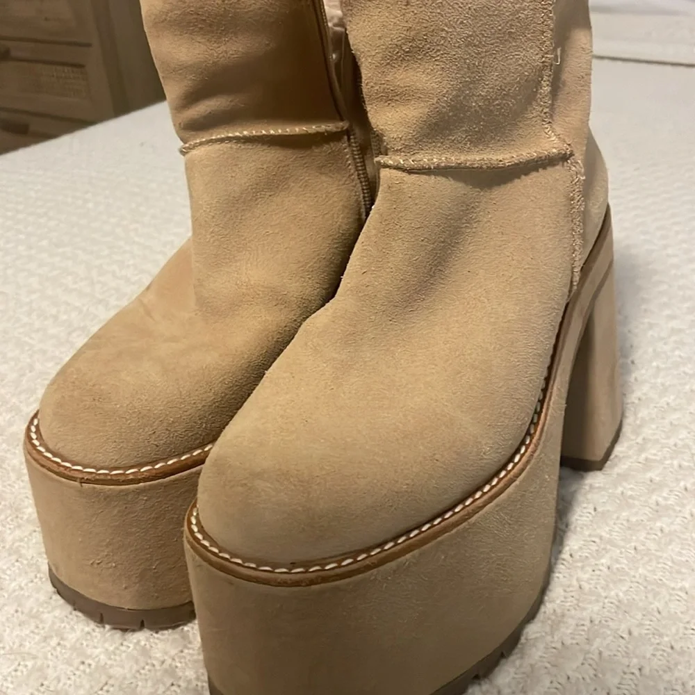 Free People Montreal Platform Boot Suede Natural Tone Size 37
